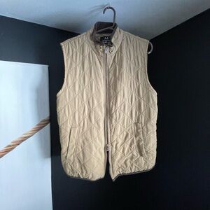 Magaschoni Men's Beige Quilted Vest